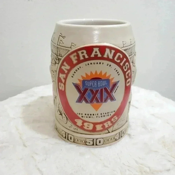 VINTAGE 1995 San Francisco Football Super Bowl XXIX Beer Stein Pottery Brazil - Picture 10 of 10